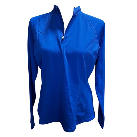 Coolibar Freestyle UPF 50+ Quarter Zip Long Sleeve Rash Guard Top Baja Blue (M) - Picture 2 of 8